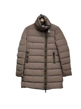 Moncler Down Coat XS Gerboise Gray Beige Long Sleeve Zip Up Winter 0